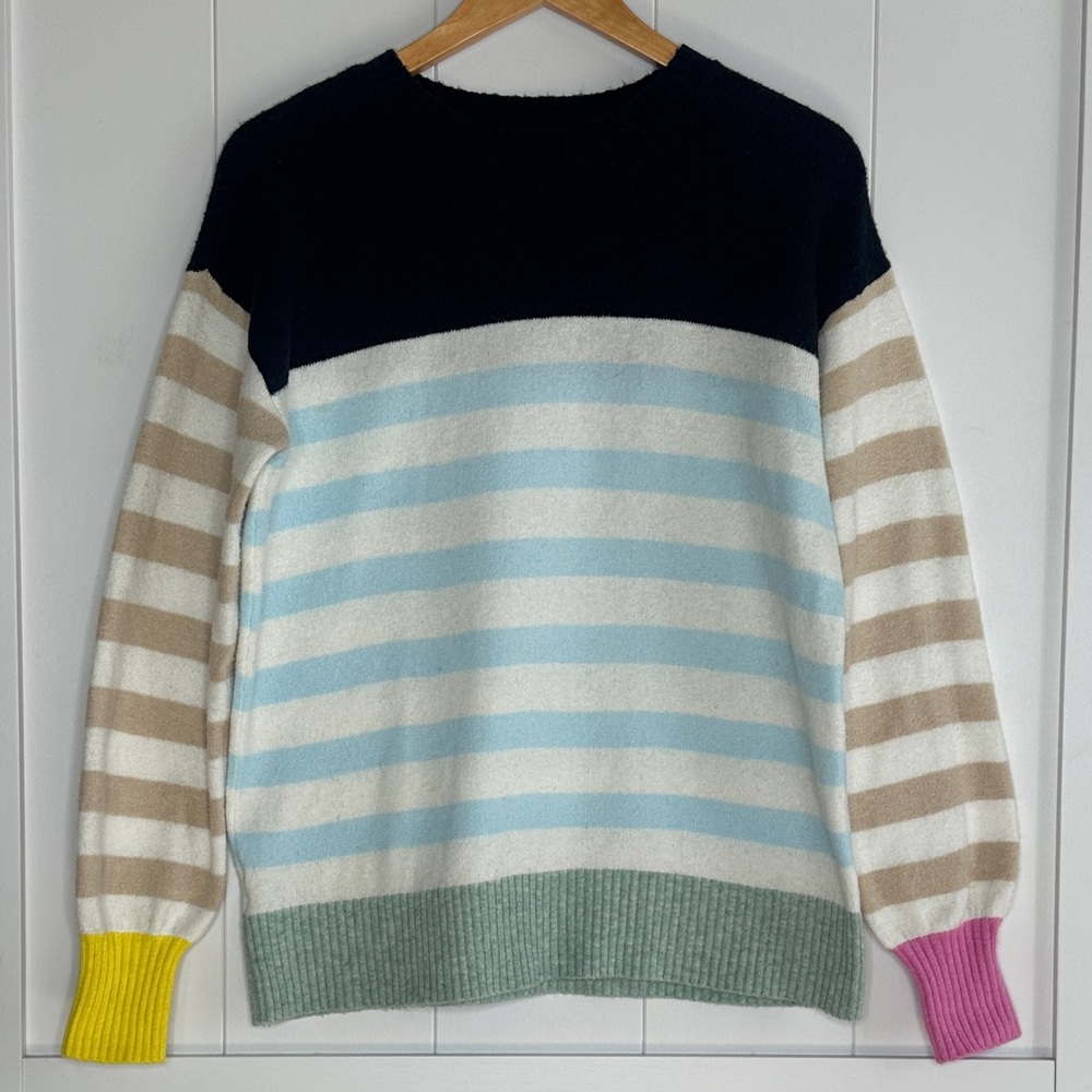 LOFT Navy Striped Knit Sweater